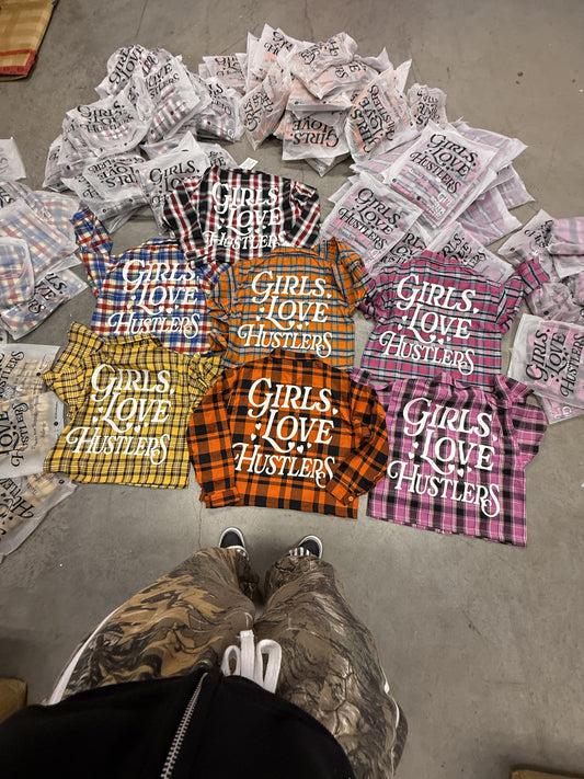 Girls Love Hustlers Cropped Flannels